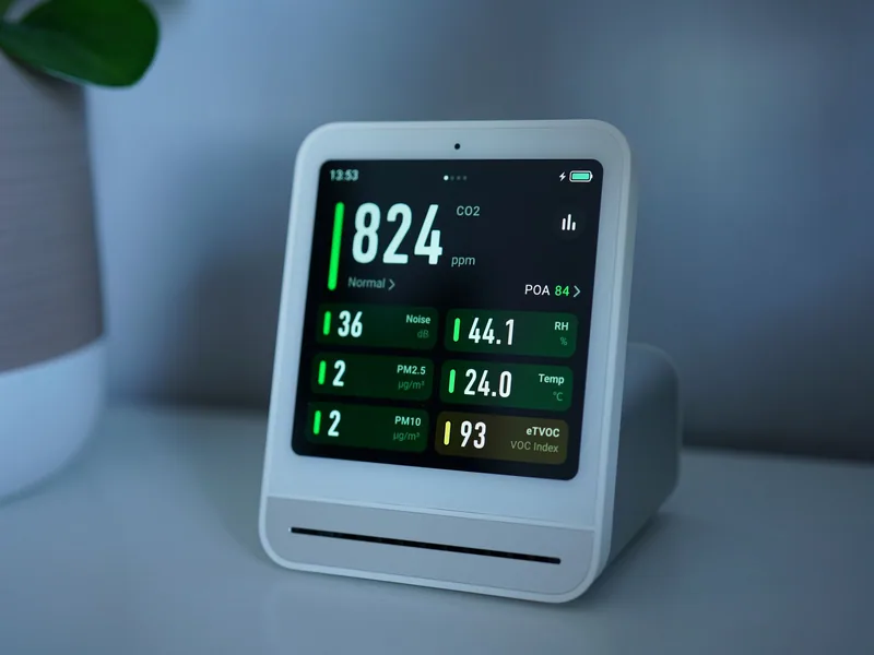 Digital humidity monitor showing the conditions in a storage area