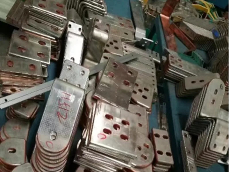 Finished copper busbar samples used to verify machine capability